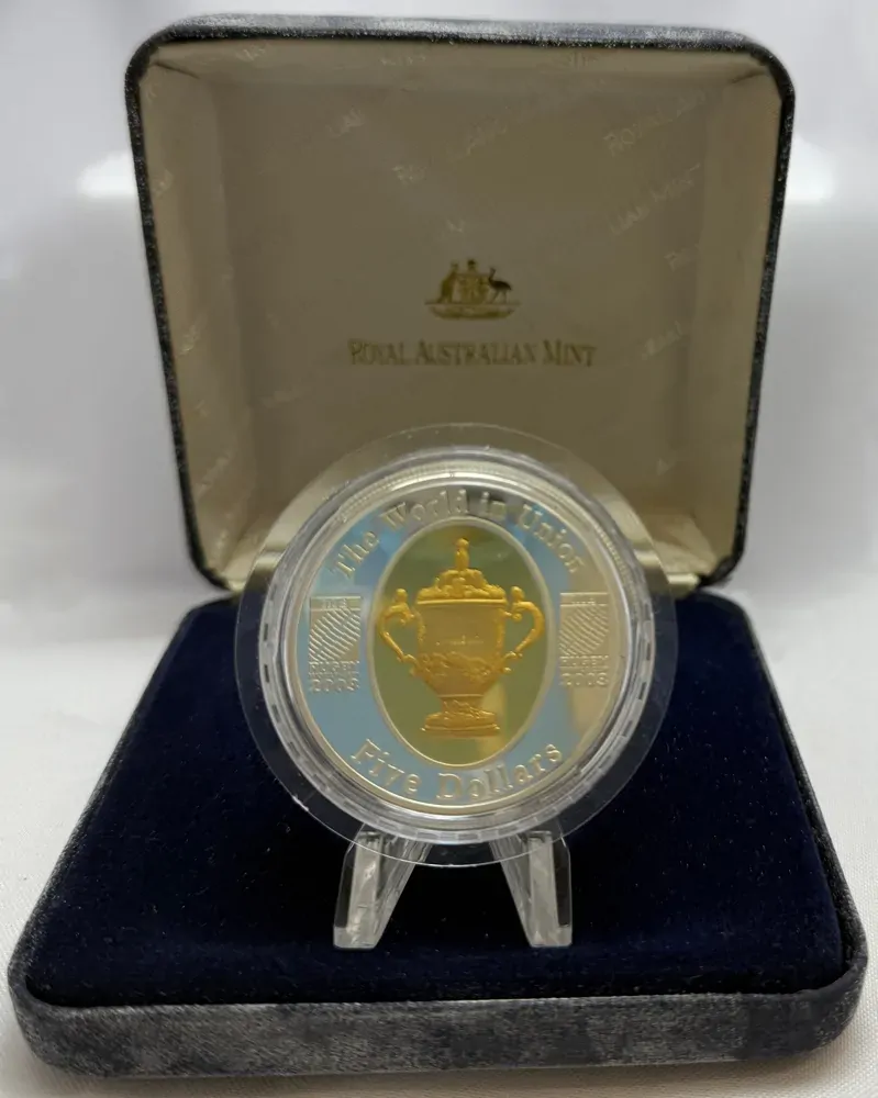 2003 Silver 5 Dollar Proof Coin Rugby World Cup