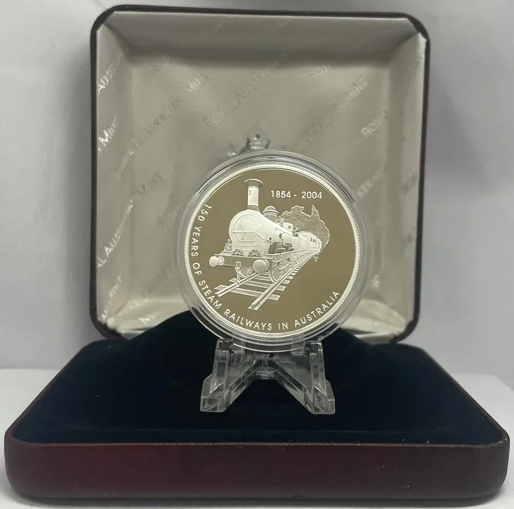 2004 5 Dollar Silver Proof Coin Steam Railways