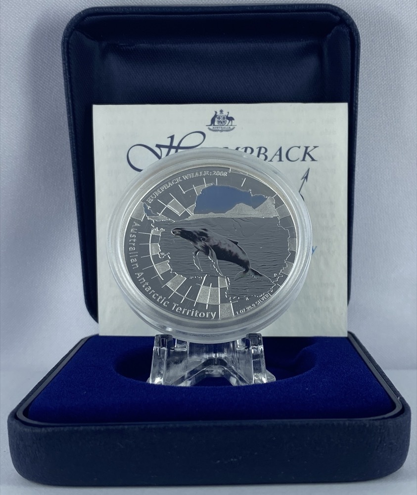2008 Silver One Ounce Proof Coin Antarctic Territory Humpback Whale