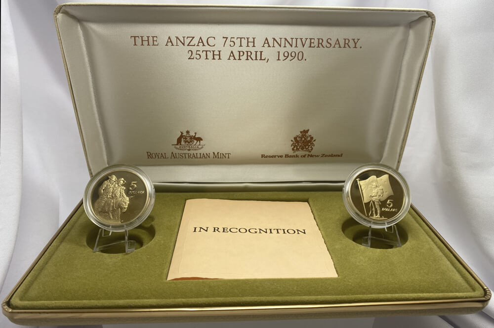 1990 5 Dollar Proof Anzac 75th Anniversary Gallipoli Veteran Presentation Set product image