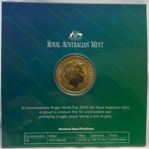 2003 Five Dollar Uncirculated - Rugby World Cup