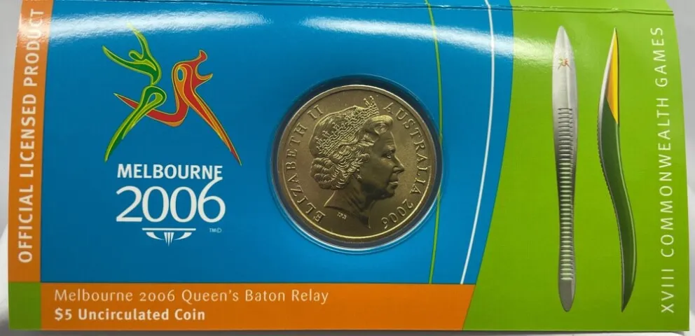 2006 5 Dollar Uncirculated Coin in Mint Folder Queens Baton Relay product image