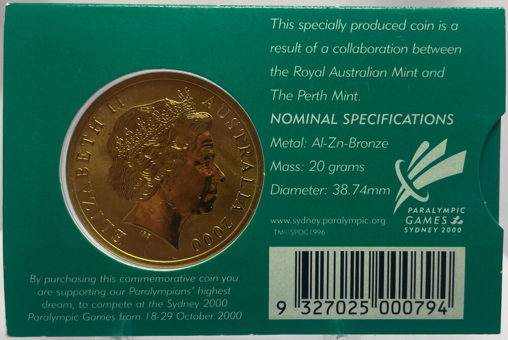 2000 Five Dollar Uncirculated - Sydney Paralympic Games product image