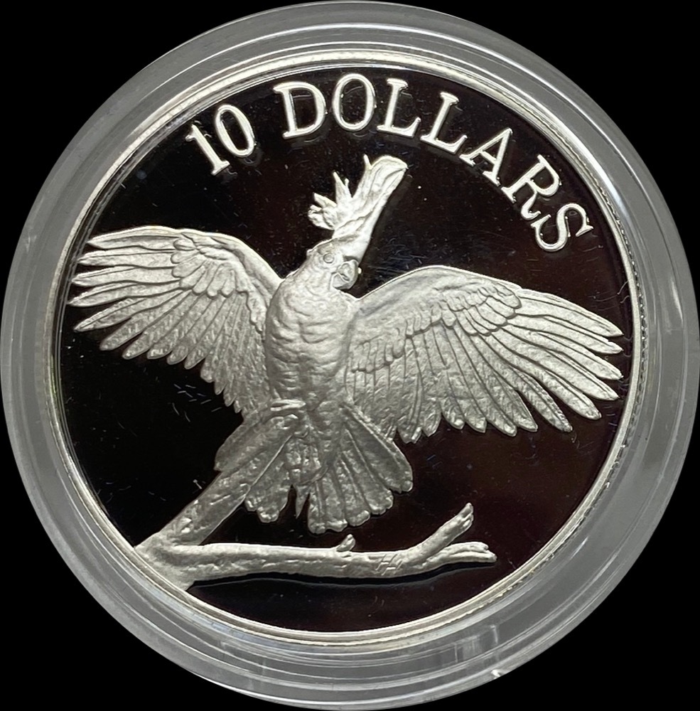 1990 10 Dollar Silver Proof Coin Birds of Australia White Cockatoo