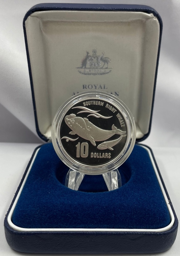 1996 Silver 10 Dollar Proof Coin Southern Right Whale