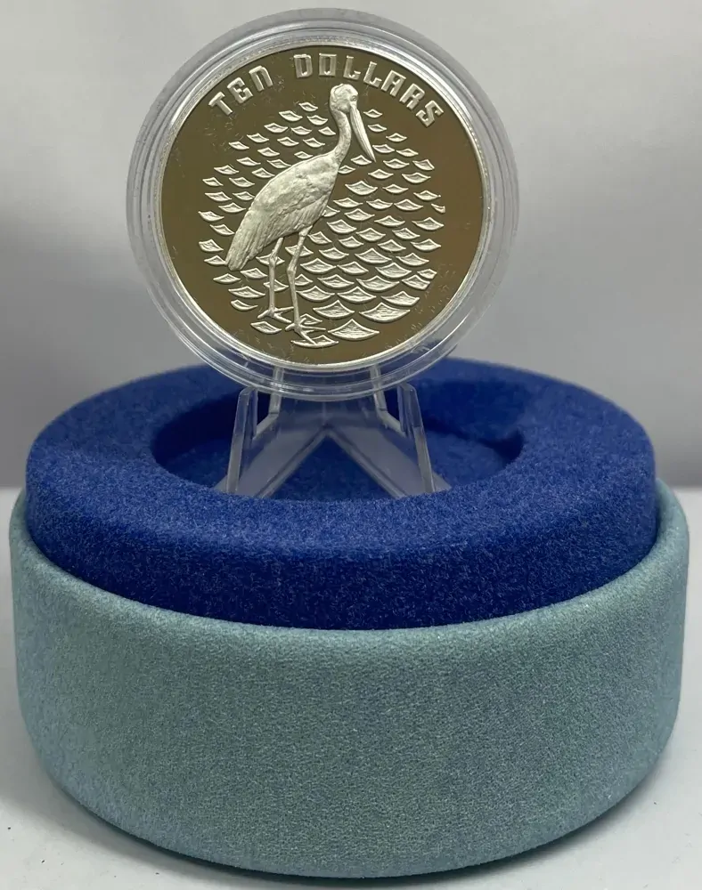 1991 Silver 10 Dollar Piedfort Proof Coin Jabiru