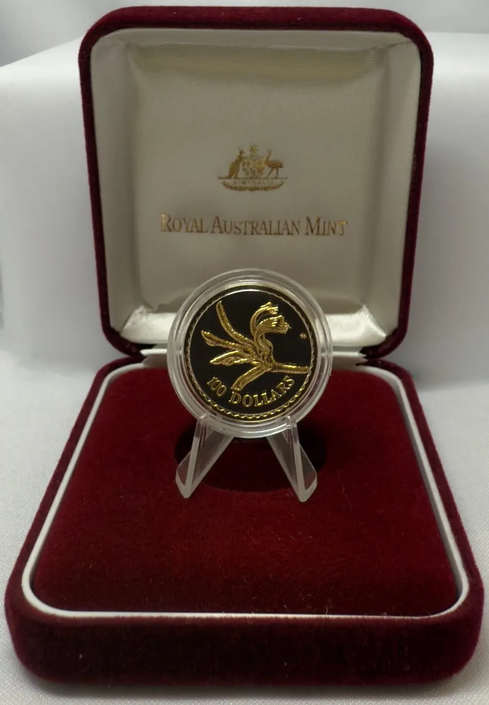 1997 Gold 100 Dollar Unc Coin Floral Emblems Kangaroo Paw