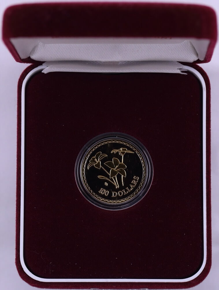 2003 100 Dollar Unc Gold Coin Floral Emblems - Royal Blue Bell