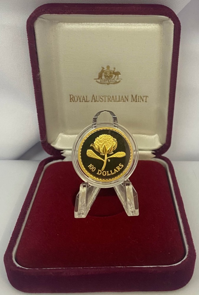 1995 Gold 100 Dollar Proof Coin - Floral Emblems Waratah