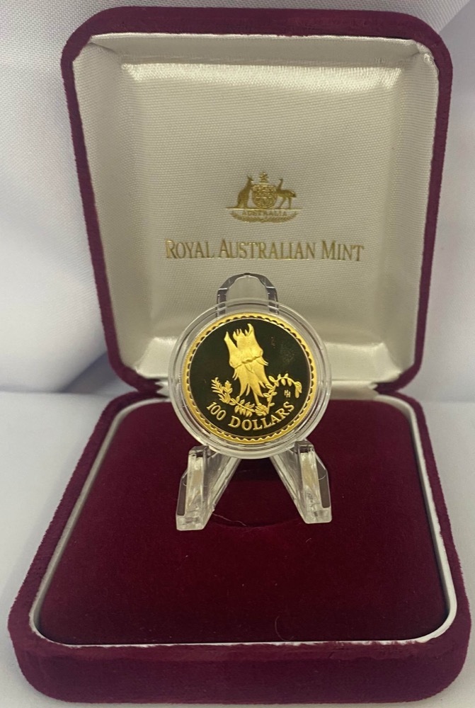 1998 Gold 100 Dollar Proof Coin Floral Emblems Sturt Desert Pea