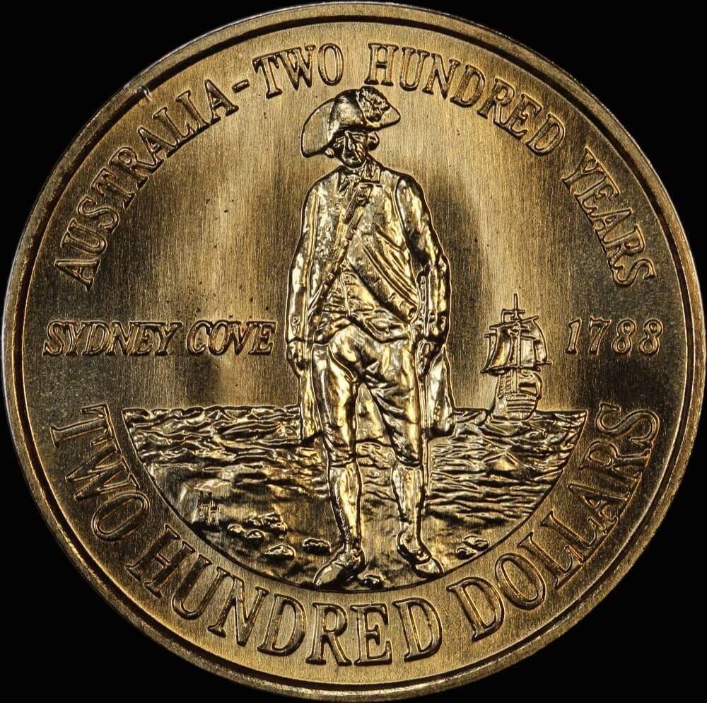 1988 200 Dollar Unc Gold Coin First Fleet Landing