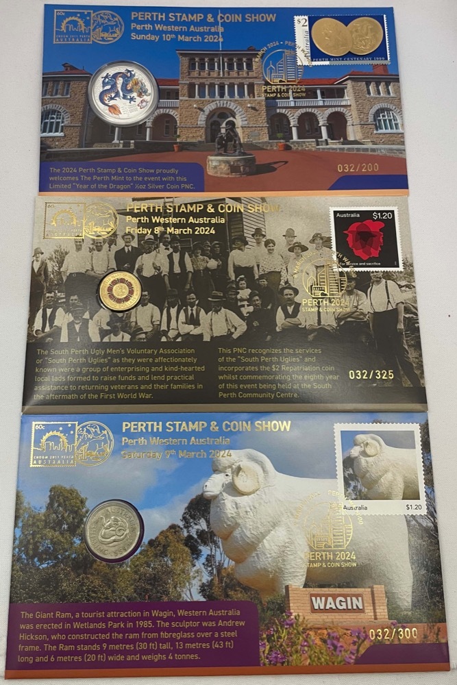 2024 PNC Set of 5 Perth Stamp & Coin Show Sterling & Currency