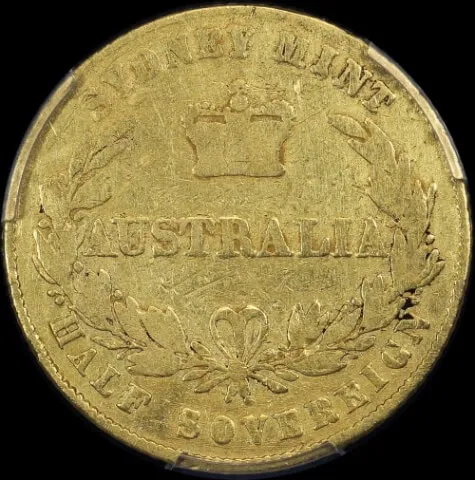 1855 Sydney Mint Type I Half Sovereign PCGS Fine Details product image