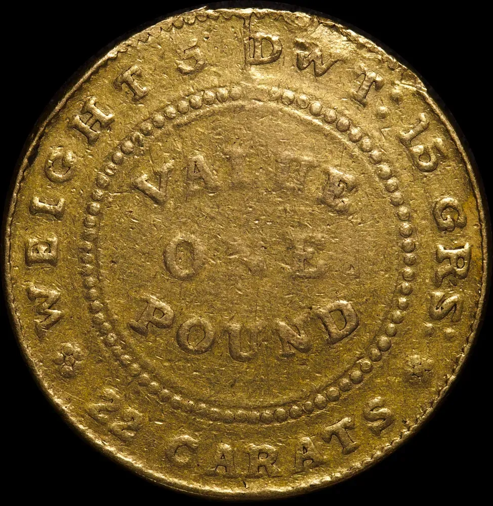 1852 Gold Type 1b Adelaide Pound Very Good