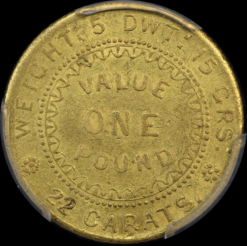 1852 Type II Gold Adelaide Pound PCGS AU58 product image