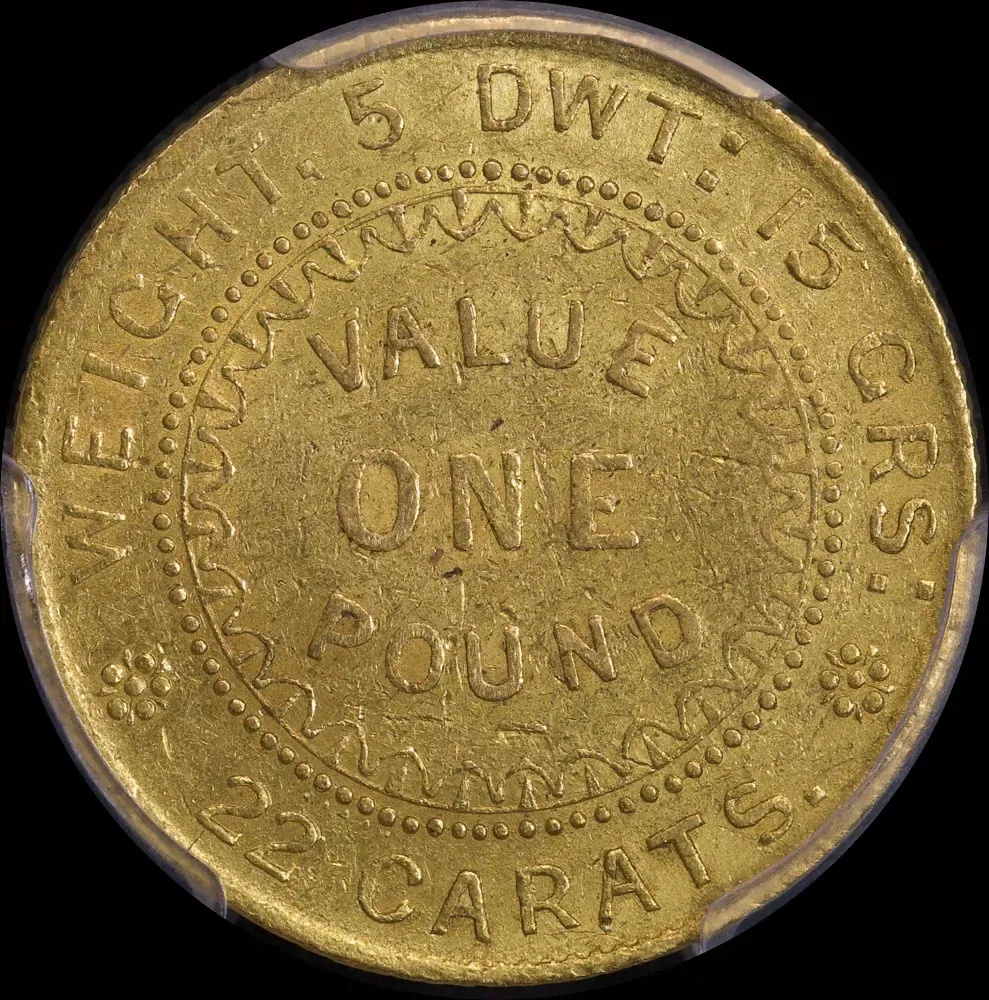 1852 Type II Gold Adelaide Pound PCGS AU58