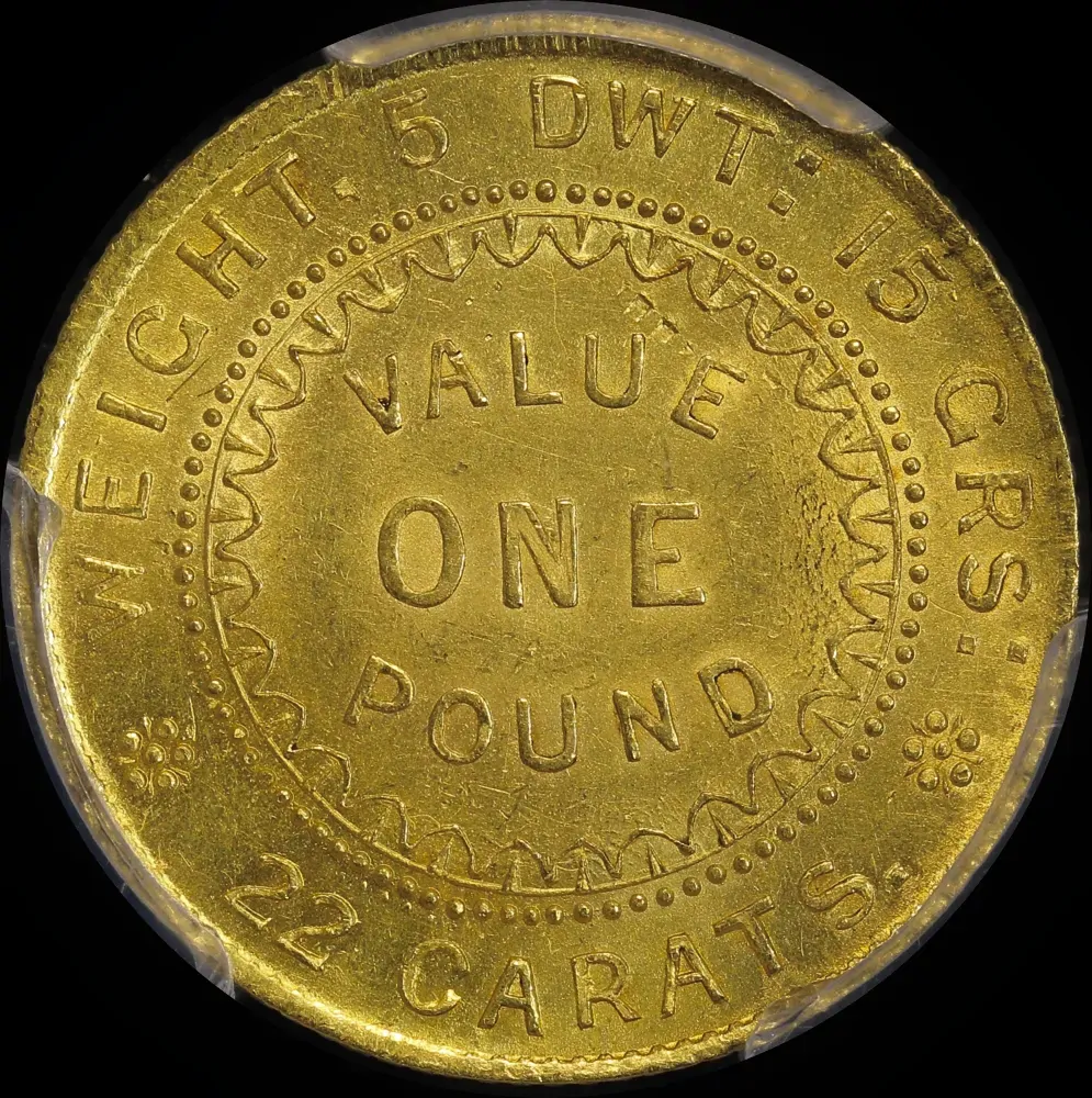 1852 Type II Adelaide Pound Choice Unc (PCGS MS63)