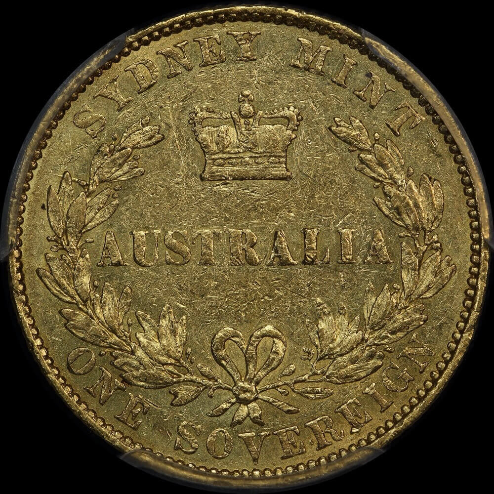 1855 Sydney Mint Type I Sovereign PCGS AU50