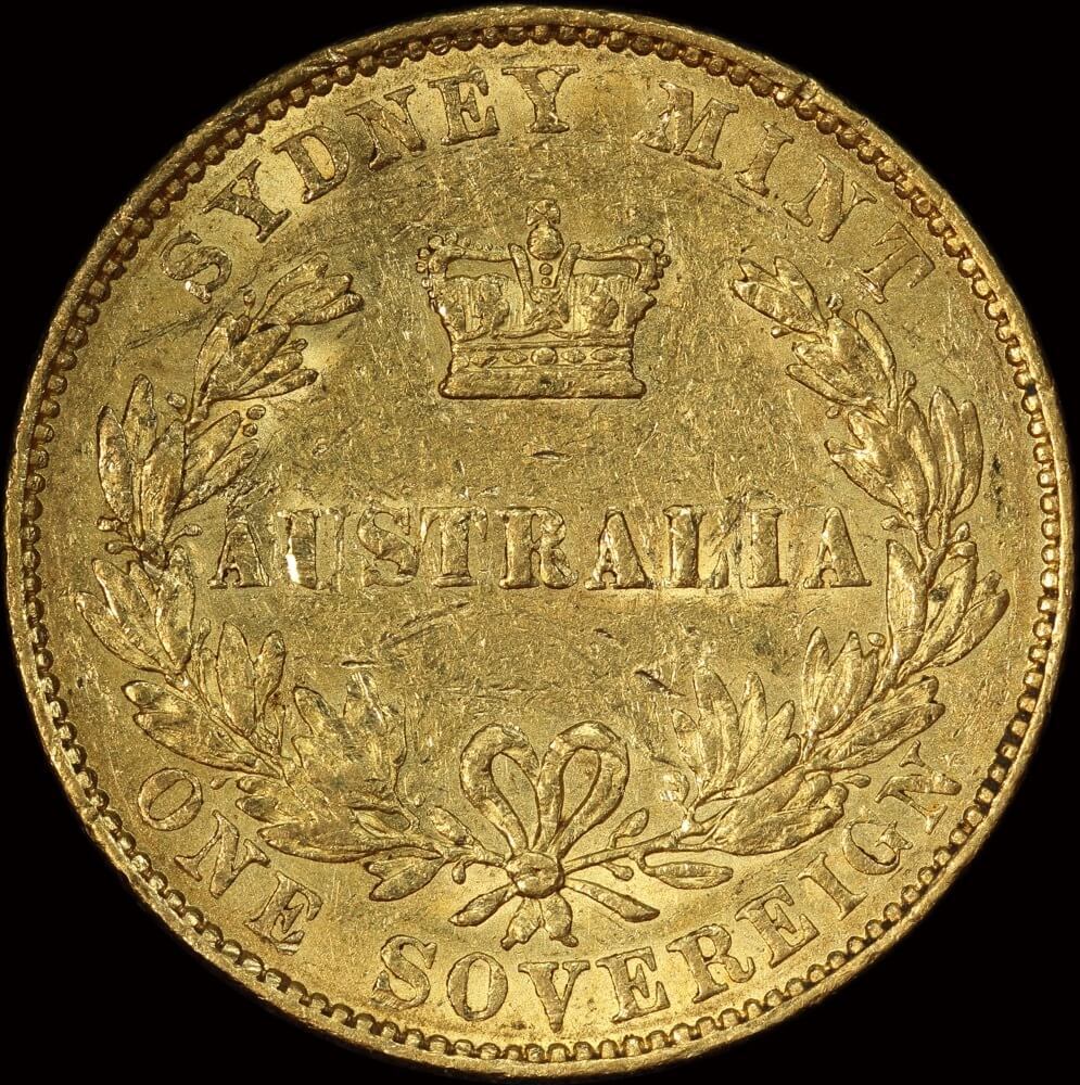 1856 Sydney Mint Type I Sovereign PCGS AU50