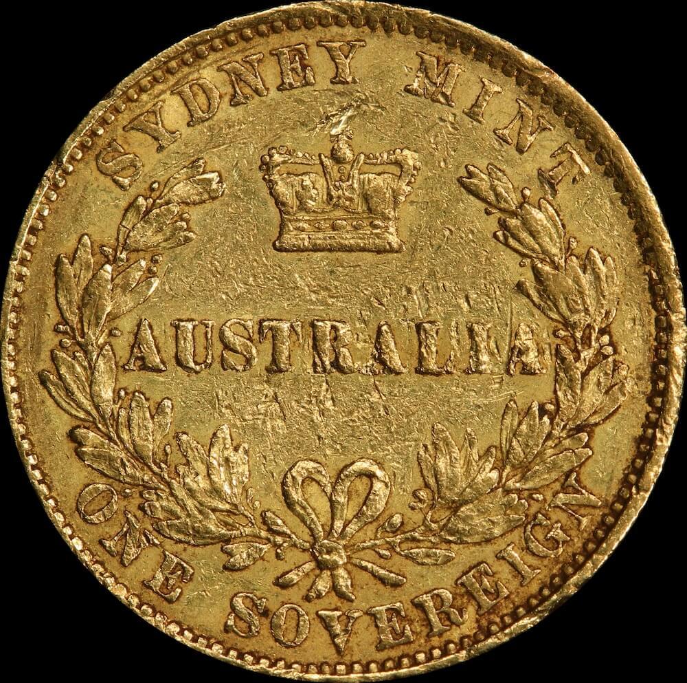 1856 Sydney Mint Type I Sovereign PCGS AU50