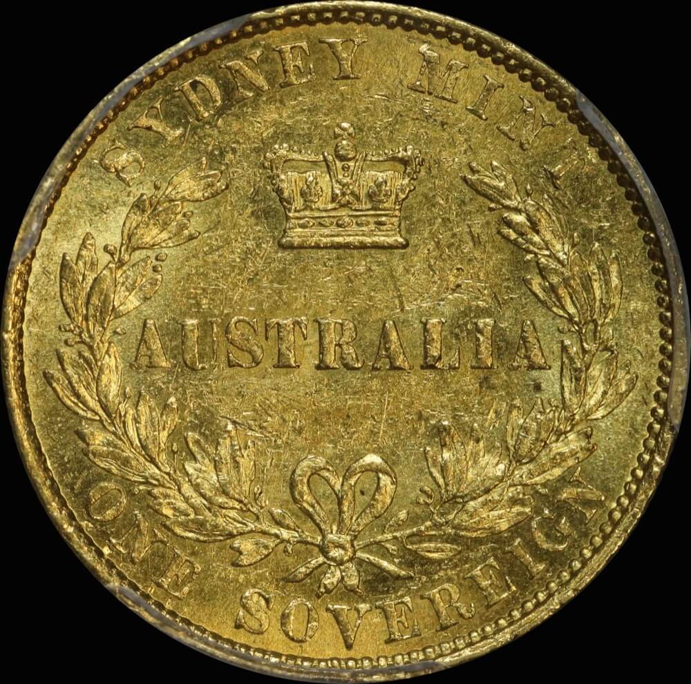 1860 Sydney Mint Type II Sovereign PCGS AU58