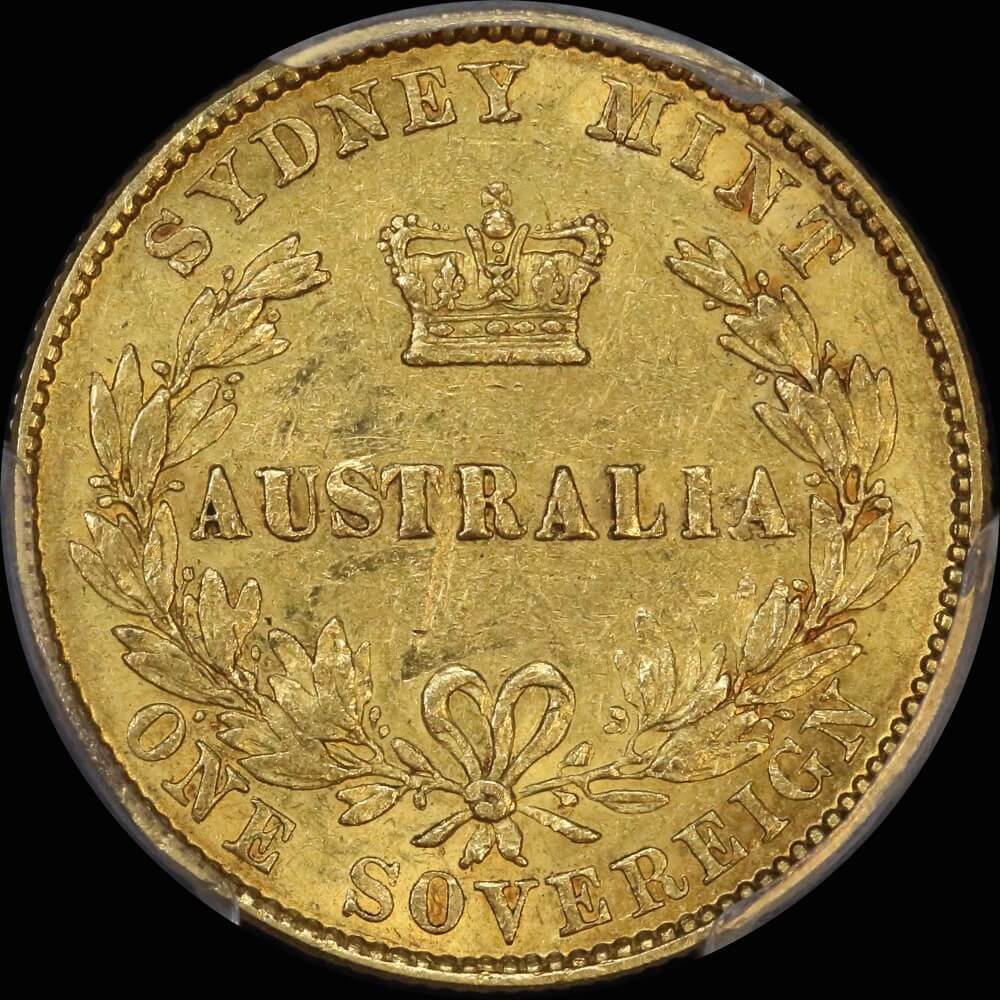 1861 Sydney Mint Type II Sovereign PCGS AU50