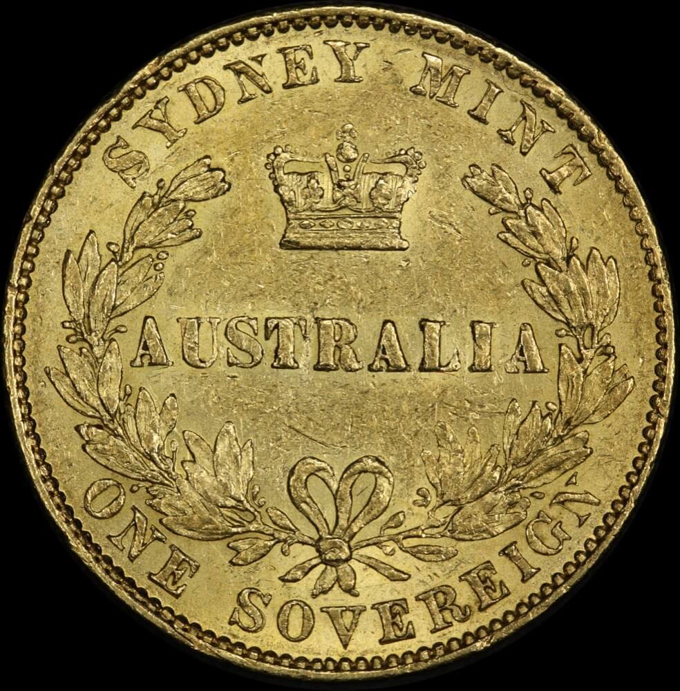 1862 Sydney Mint Type II Sovereign PCGS AU55