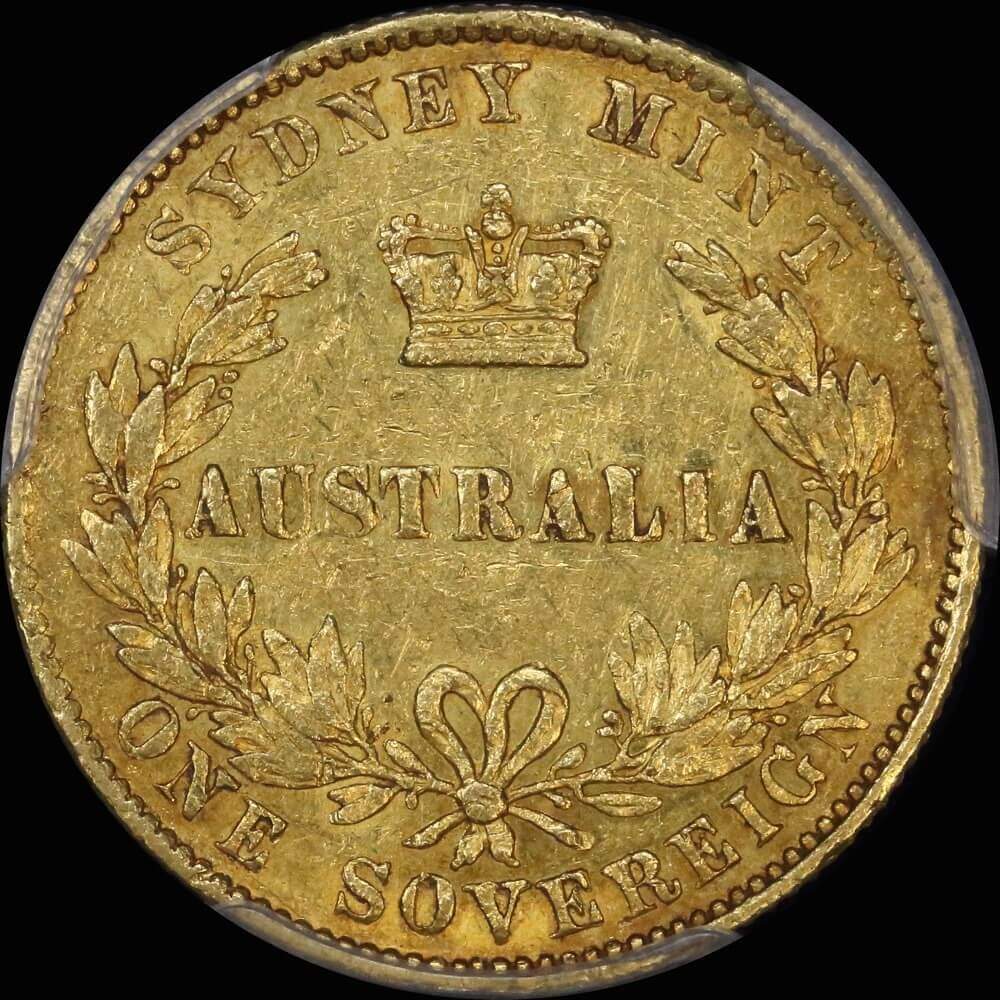 1862 Sydney Mint Type II Sovereign PCGS AU53