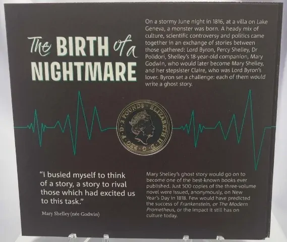 United Kingdom 2018 2 Pounds Brilliant Uncirculated Coin Mary Shelley's Frankenstein