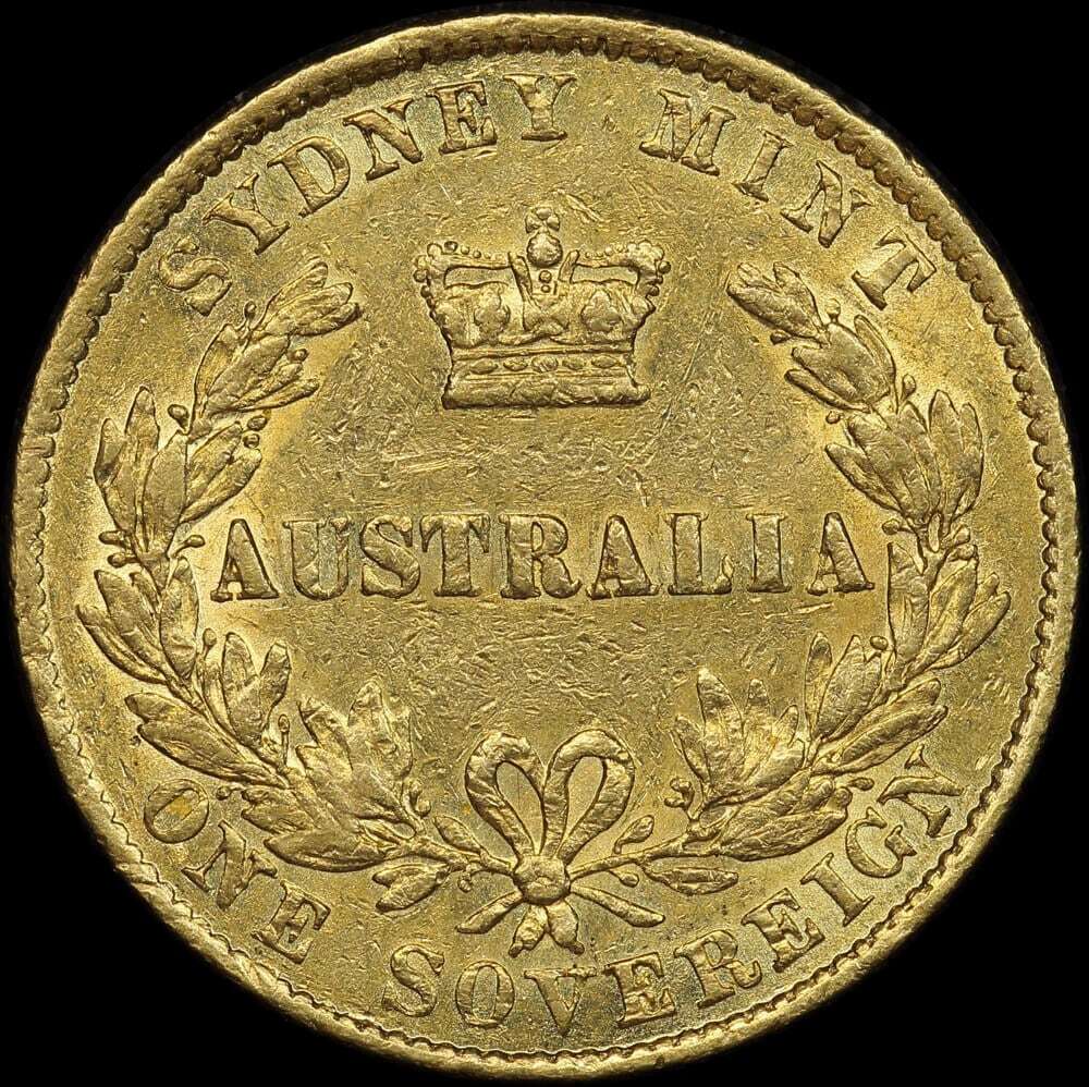 1865 Sydney Mint Type II Sovereign good VF