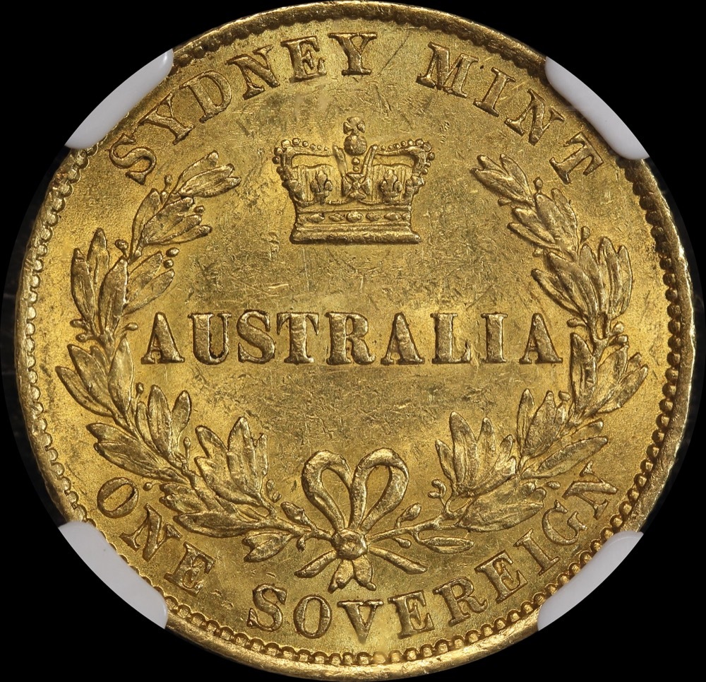 1866 Sydney Mint Type II Sovereign NGC AU58
