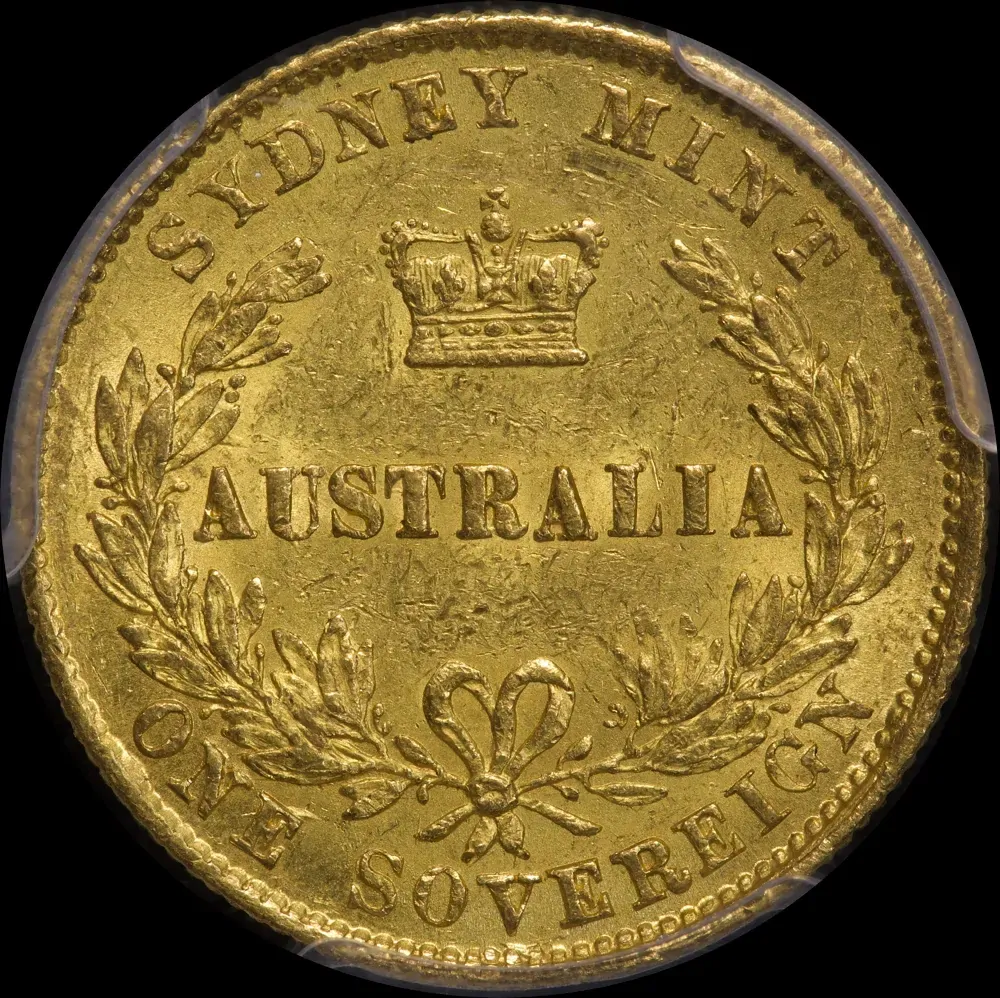 1867 Sydney Mint Type II Sovereign PCGS AU58