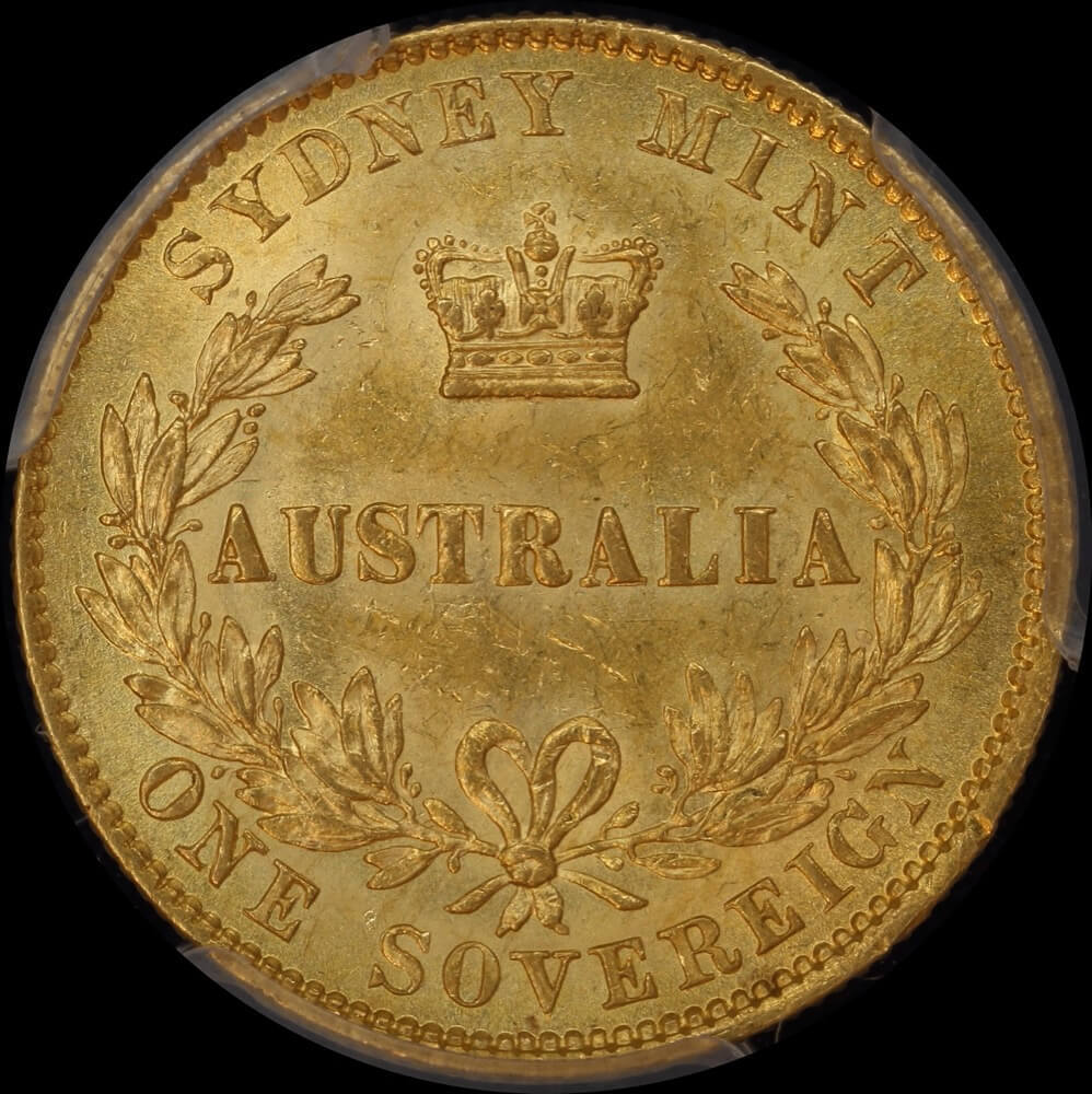 1870 Sydney Mint Type II Sovereign Unc (PCGS MS61)