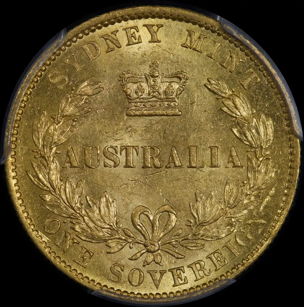 1870 Sydney Mint Type II Sovereign Unc (PCGS MS61)