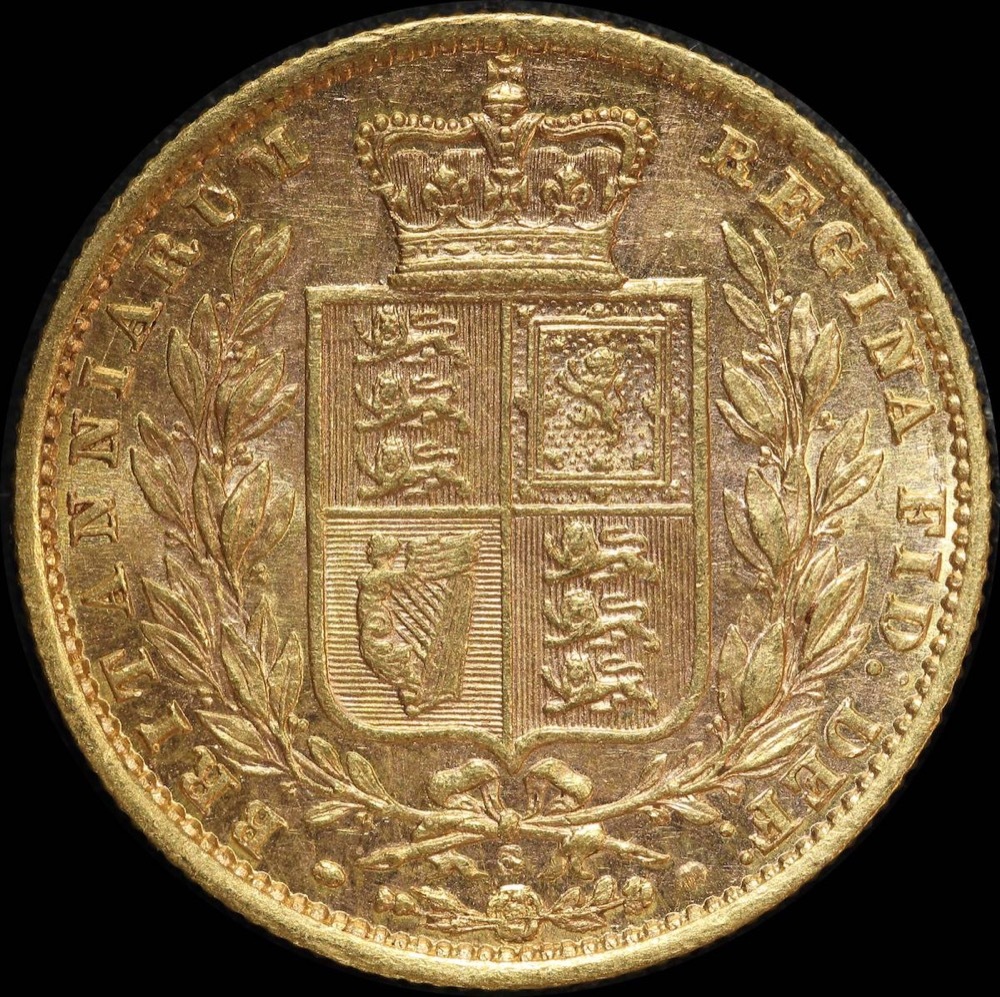 1871 Sydney Shield Sovereign about EF