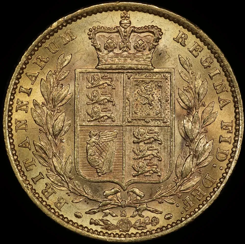 1871 Sydney Shield Sovereign WW Raised good EF