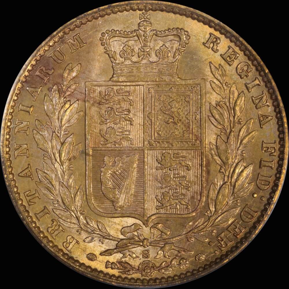 1871 Sydney Shield Sovereign WW Raised Unc (PCGS MS62)