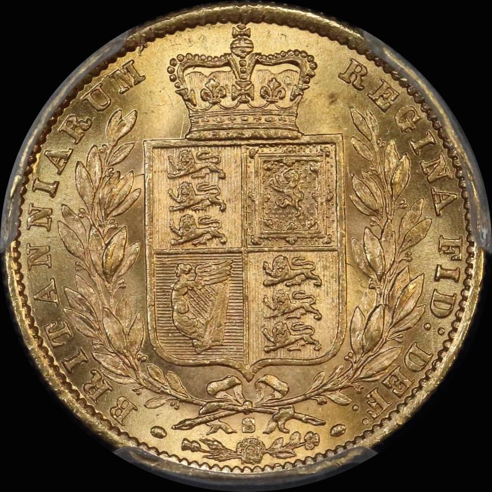 1871 Sydney Shield Sovereign WW Incuse Unc (PCGS MS62)