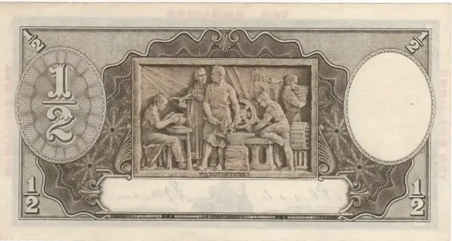 1934 Ten Shilling Riddle/Sheehan R10 about EF