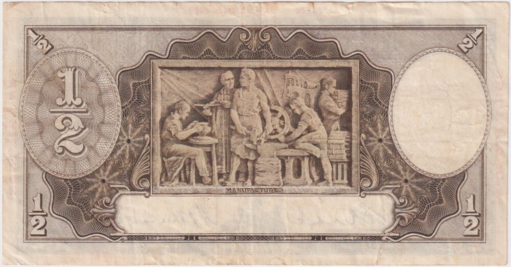 1934 Ten Shilling Riddle/Sheehan R10 about VF