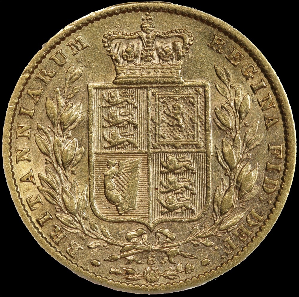 1873 Sydney Shield Sovereign about VF