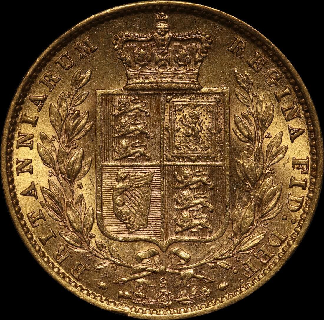 1877 Sydney Shield Sovereign Extremely Fine