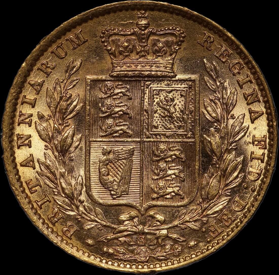 1878 Sydney Shield Sovereign about Unc