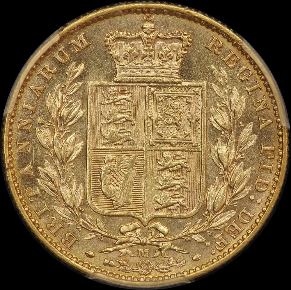 1881 Melbourne Shield Sovereign Unc (PCGS MS62)