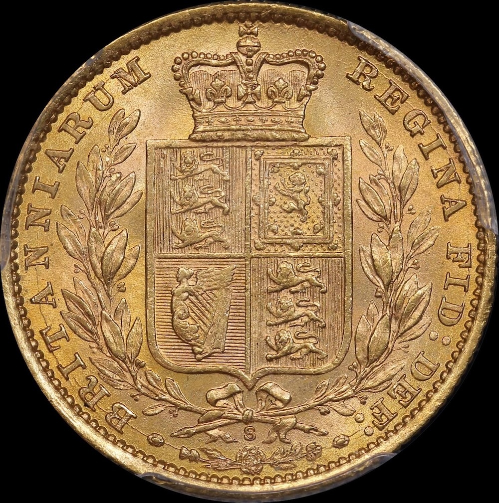 1885 Sydney Shield Sovereign Choice Unc (PCGS MS63)