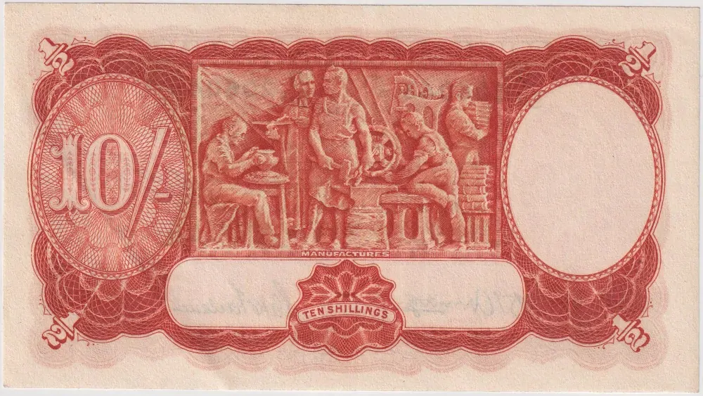 1942 Ten Shilling Armitage/McFarlane R13 about Unc product image