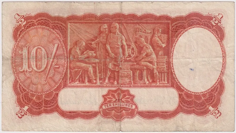 1942 Ten Shilling Armitage/McFarlane R13 about VF