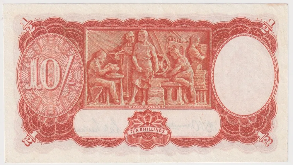1942 Ten Shilling Armitage/McFarlane R13 Extremely Fine