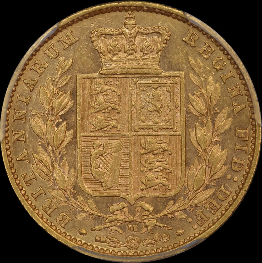 1886 Melbourne Shield Sovereign Shield Reverse good EF (PCGS AU55) product image