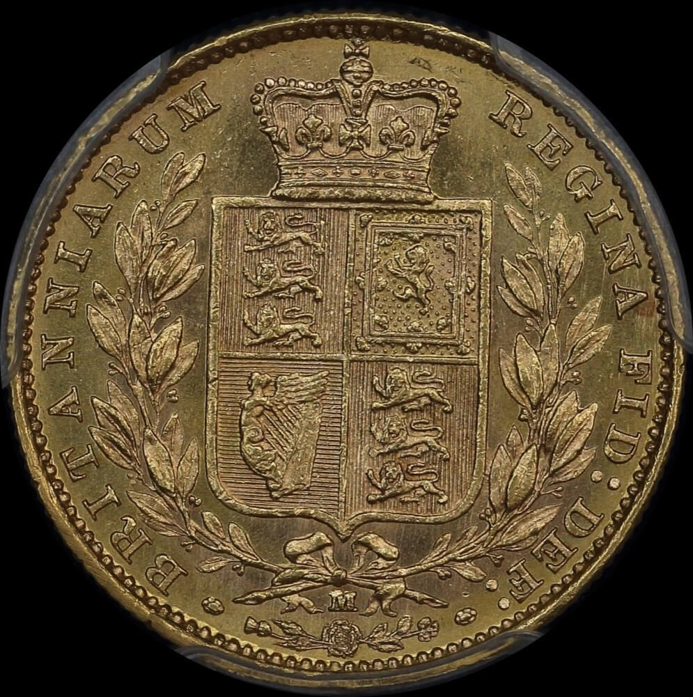 1886 Melbourne Shield Sovereign Unc (PCGS MS62)